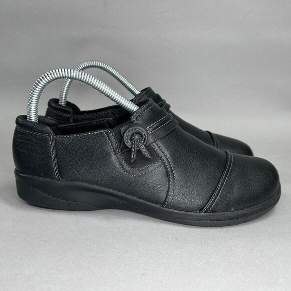Clarks Carleigh Loafers Women's Size 6.5 Pearl Black Leather Slip On Shoes - Picture 1 of 12